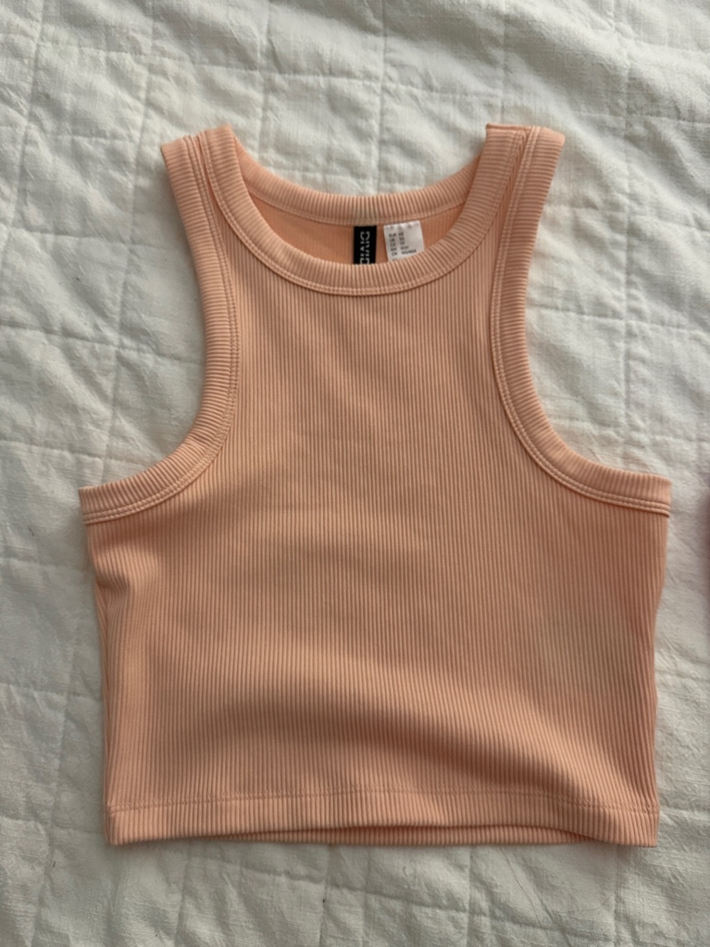 H&M Peach Ribbed Crop Tank Top